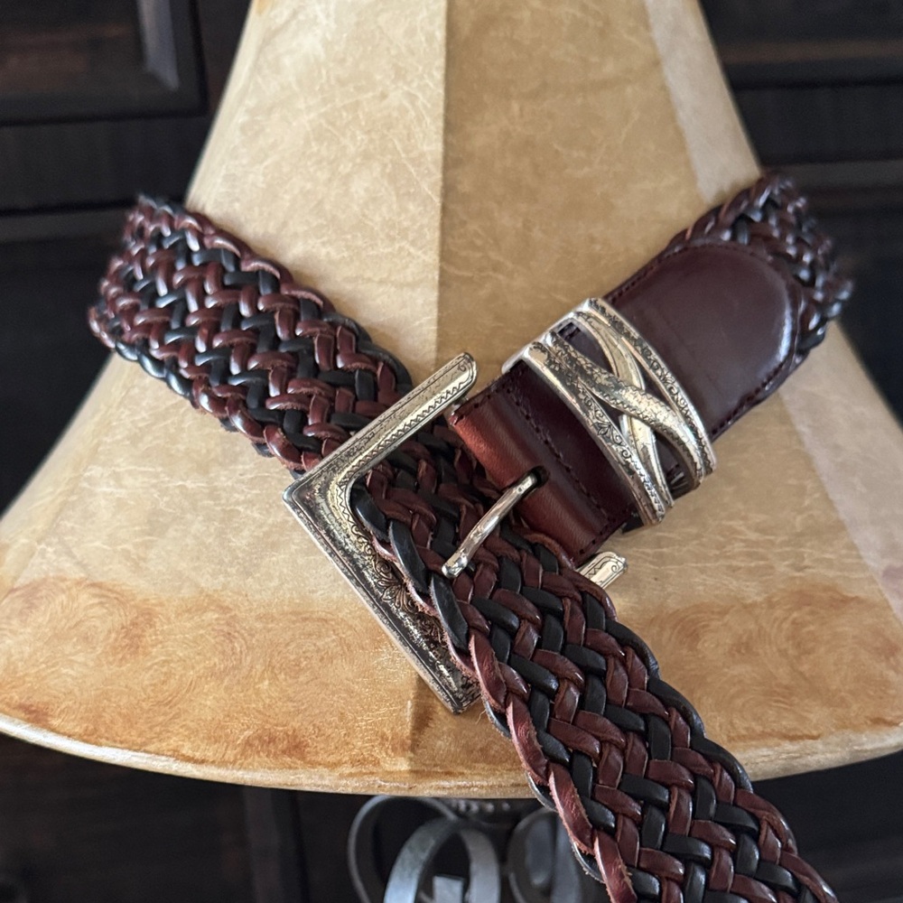 Brighton Dark Brown Braided Belt with Silver Buckle
